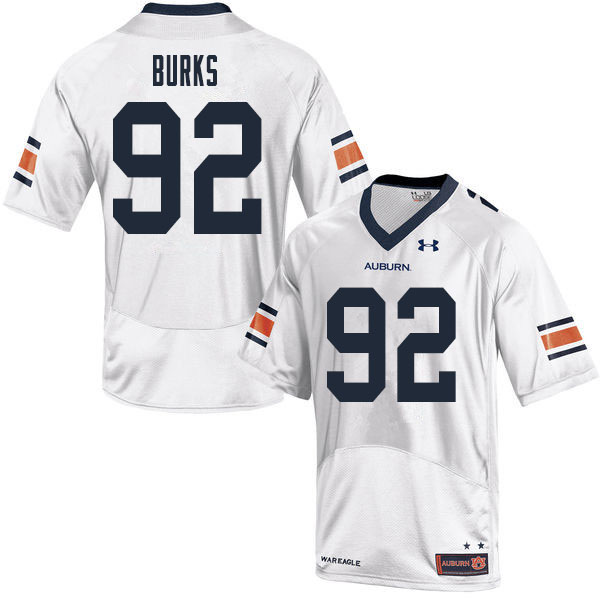 Men #92 Marquis Burks Auburn Tigers College Football Jerseys Sale-White